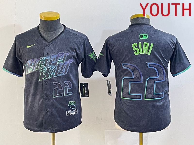 Youth Tampa Bay Rays 22 Siri Black City Edition Nike 2024 MLB Jersey style 1